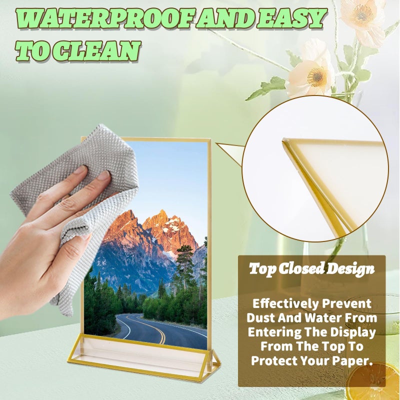 TonGass 24-Pack 4x6 Standard Double-Sided Acrylic Wedding Table Numbers Picture Frames  Clear Sign Holders with 3mm Gold Border & Vertical Stand - Image 4